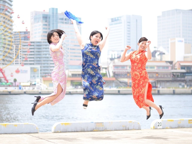 神戸ハーバーランドでチャイナドレス写真撮影