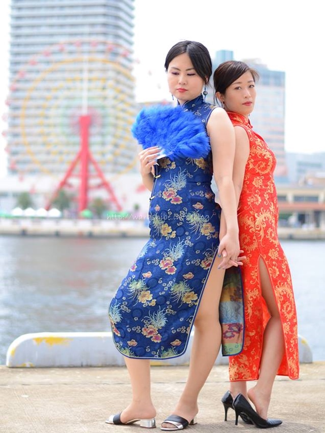 神戸ハーバーランドでチャイナドレス写真撮影
